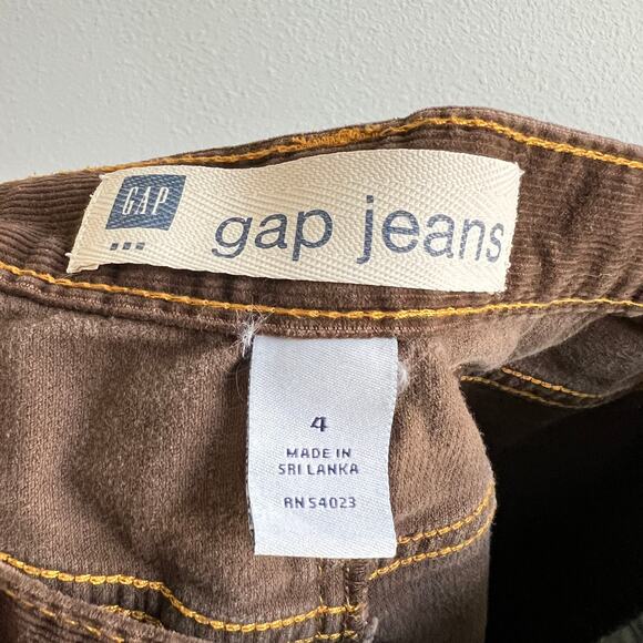 Gap Jeans Y2K Brown Corduroy A-Line Skirt Women's 4 Pockets Stretch Knee Length - Picture 3 of 4